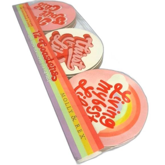 Molly & Rex "Optimistic Messages" Set 12 Coasters - Picture 1 of 11